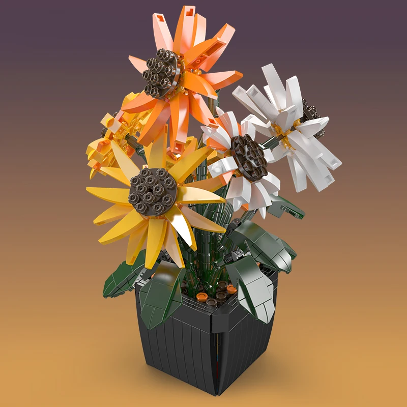 Mould King 24111 ramo de flores de juguete, conjunto de bloques de construcción de girasol MOC, decoración, juego de ladrillos de flores, regalo de Navidad para niños