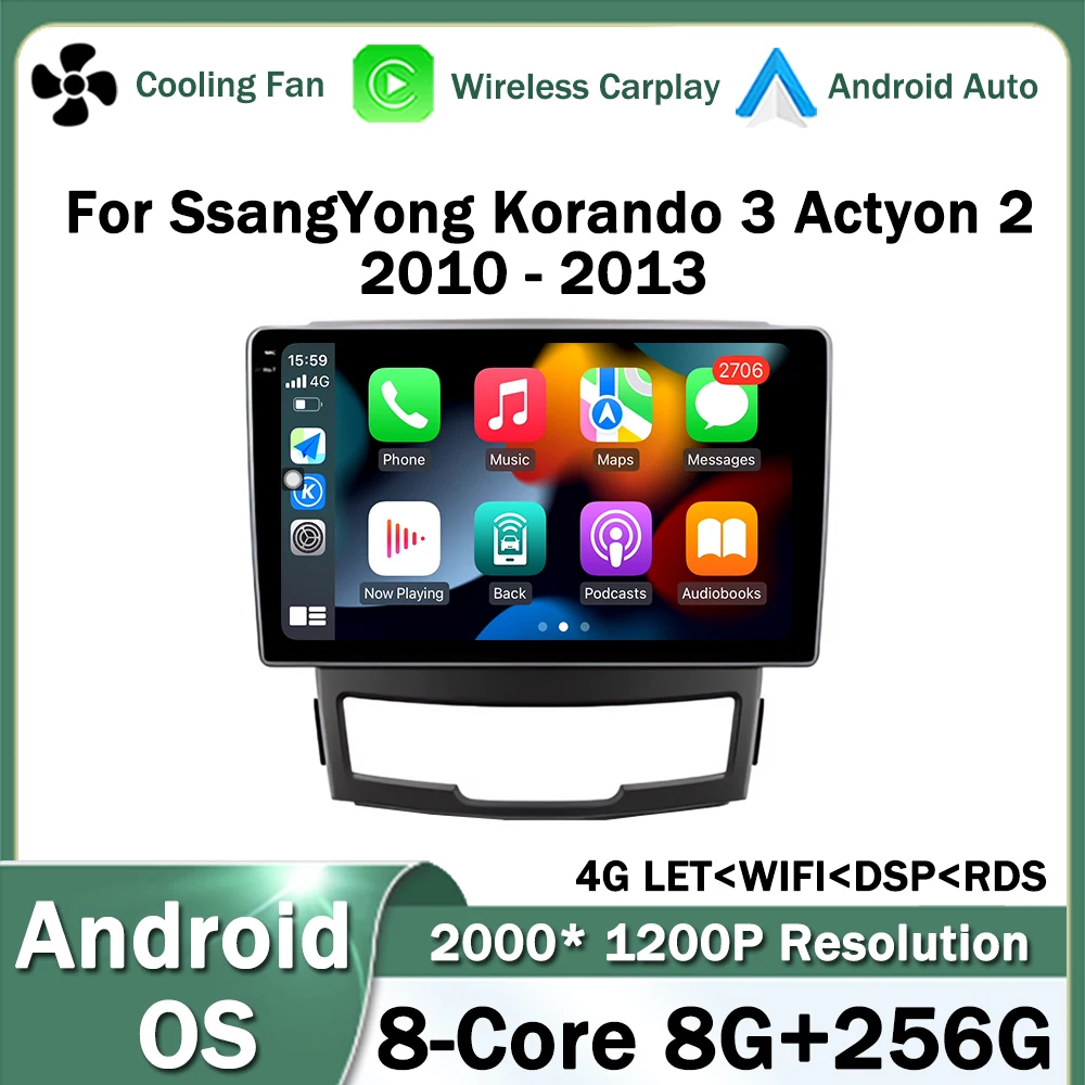 

Wireless CarPlay for SsangYong Korando 3 Actyon 2 2010 - 2013 Android Auto Radio Car Multimedia Video Stereo Player GPS WIFI