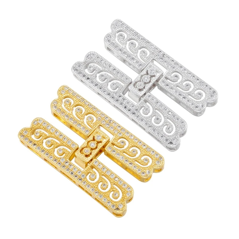 

Stturdy Brass Zirconia Rectangle Clasp for Pearls Necklace Jewelry Making