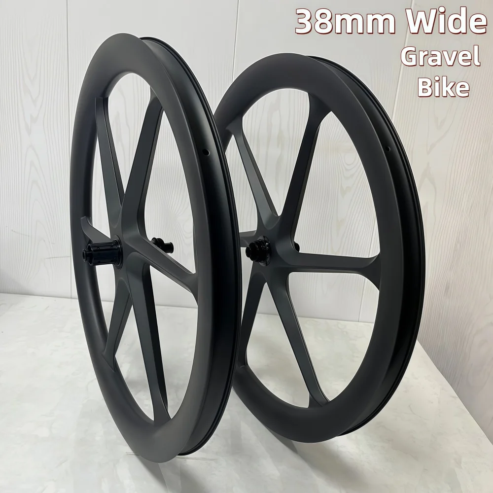 

Карбоновый колесный комплект для гравийного велосипеда, 6 спиц, T800, ширина 38 мм, глубина 50 мм, бескамерный, под дисковый тормоз, для шоссейного велосипеда
