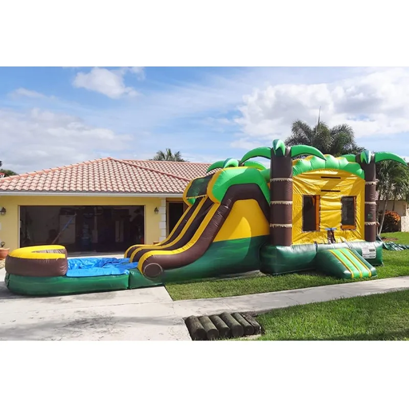 

Tropical Rush Jungle Inflatable Bouncer Air Water Slide Jumping Bouncy Castle Moon Large Bounce House Combo With Pool