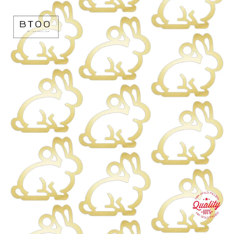 

14-каратное золото, подвеска в виде кролика, оптовая продажа, оптовая продажа, фурнитура для ювелирных изделий своими руками