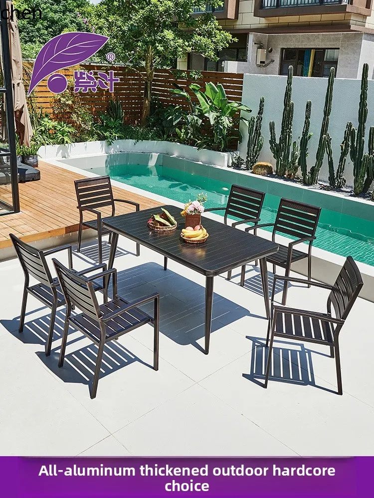 outdoor table and chair courtyard aluminum alloy combination garden outdoor leisure open-air terrace full iron art