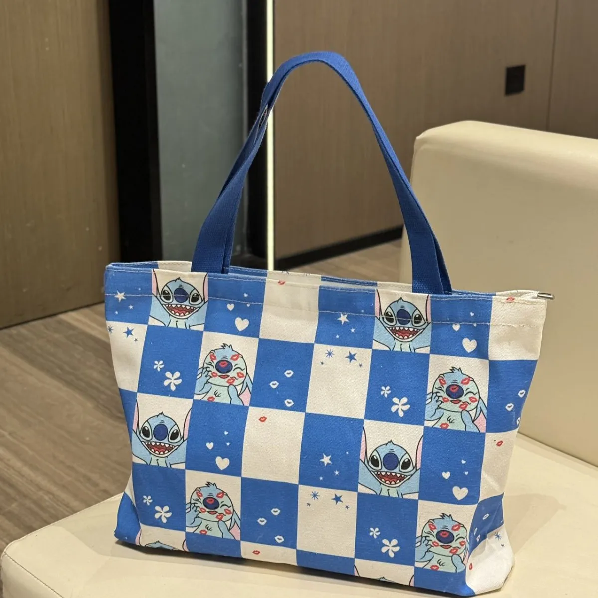 Stitch Star Baby Borsa di tela grande stampata fronte-retro Versatile borsa a tracolla singola periferica per cartoni animati Regali