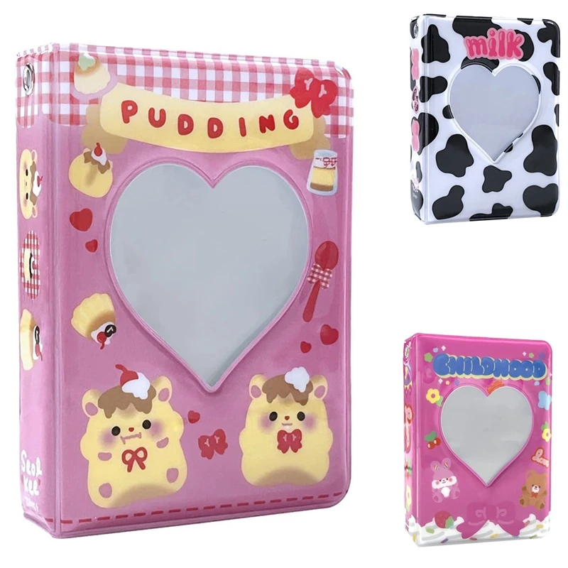 3 Inch Mini Photo Album Photocard Holder, Love Heart Hollow Photocard Id Holder 40 Pockets