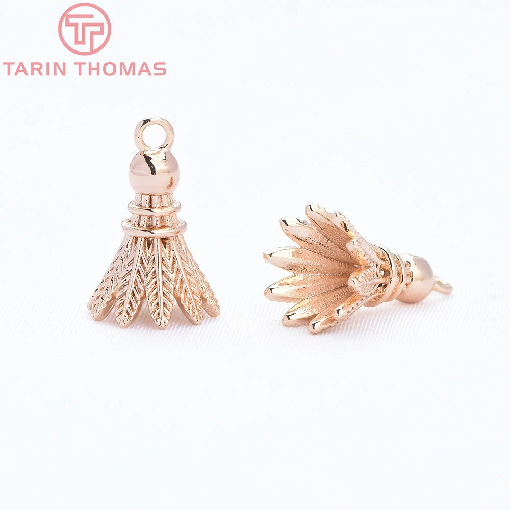 (9052)24K Gold Color Brass withZircon Football Shaped Feather Ball Pendants High Quality DIY Jewelry Making Findings Accessories