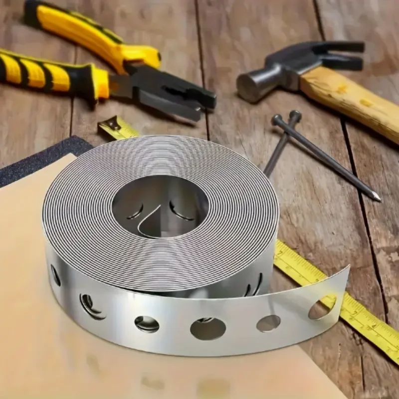 1 roll  Perforated metal strip for pipe support fixed galvanized steel tape sheet metal work Pre-Punched Multi-Slot Metal Tape