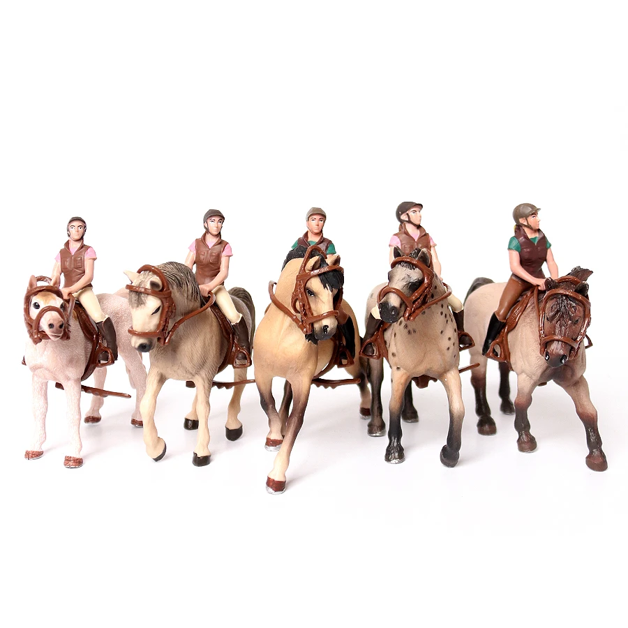 Caballo jinete ecuestre realista con sillín y brida, juego de equitación, modelo de figuras, decoración, juguetes educativos para niños