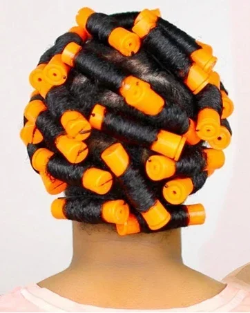 40pcs Cold Wave Perm Rods Set For Women's Long & Short Natural Hair - Plastic Orange Rollers For Curling And DIY Hairdressing