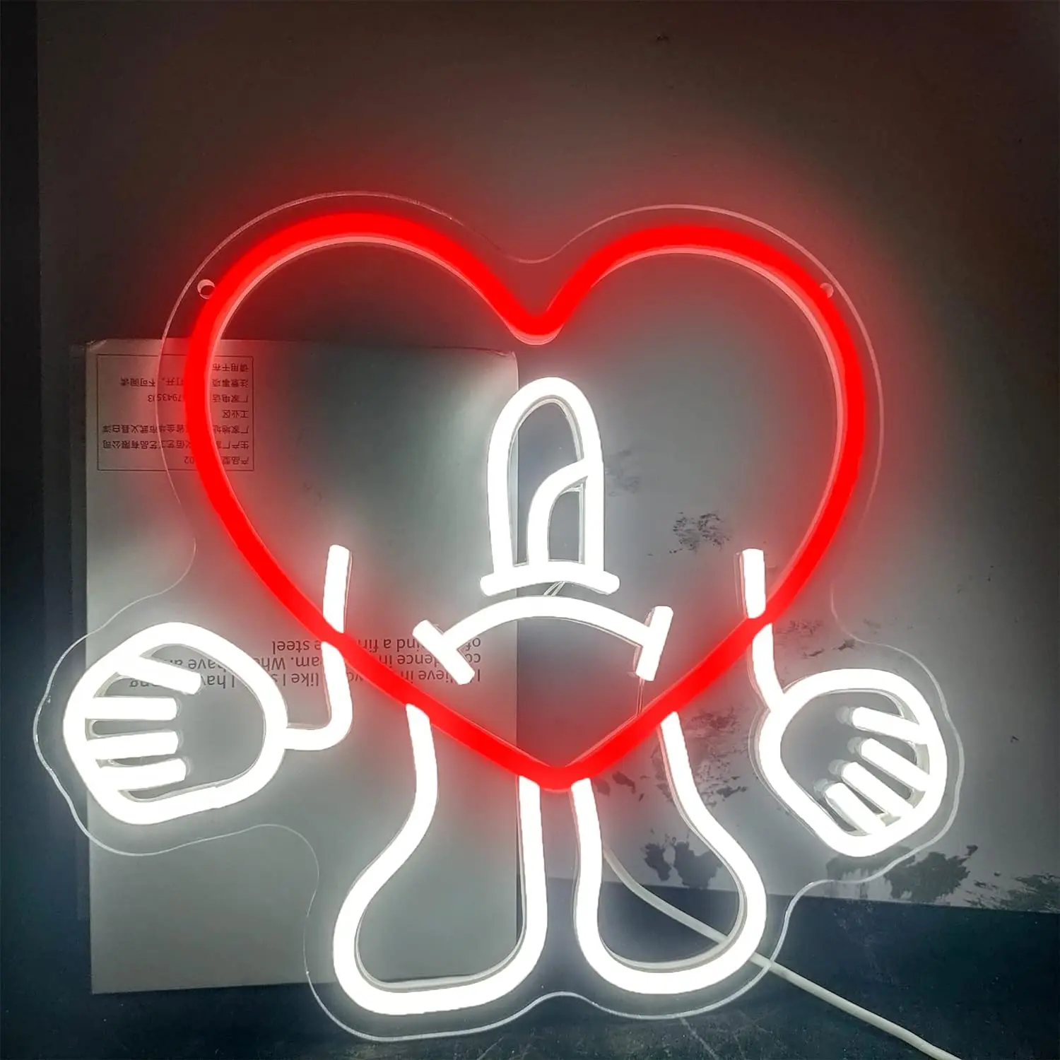 Bad Cute Bunny Heart Neon Sign, LED Fun Singer Merchandise Neon Sign, Adjustable Brightness Cartoon Hip Hop Wall Decoration