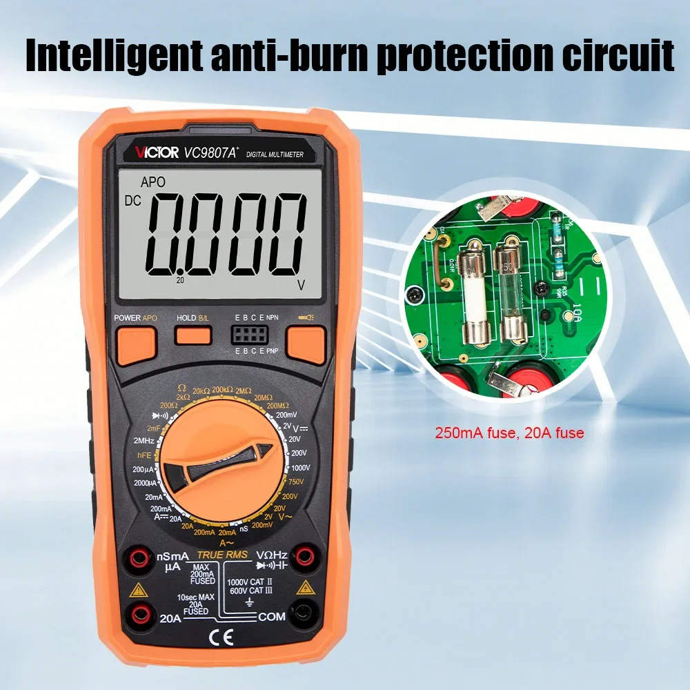 Digital Multimeter 19999 Count Transistor Tester AC/DC Voltage Current ESR High Precision Meter Resistance Capacitance Smart DMM