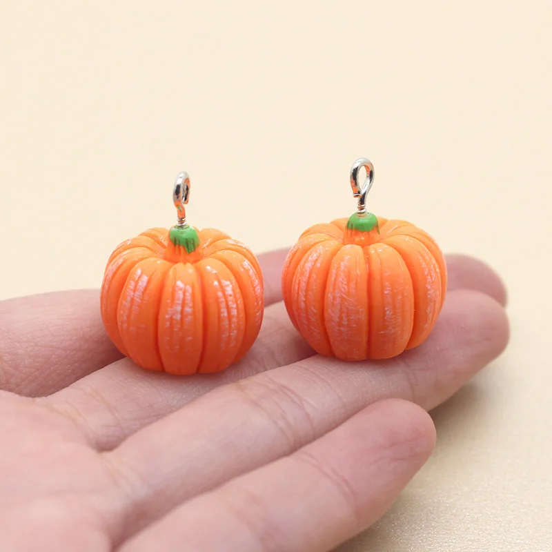 

10pcs Cute Resin Pumpkin Earring Charms 3D Crafts Food Keychain Pendant Jewelry Findings Diy Cartoon Charms Accessory