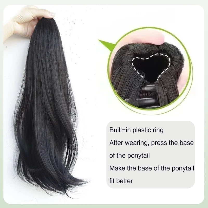 Aosiwig Synthetic Long Ponytail Straight Curly Claw Clip In Extensions   Hairpiece Fake Hair Drawstring Pony Tail For Women