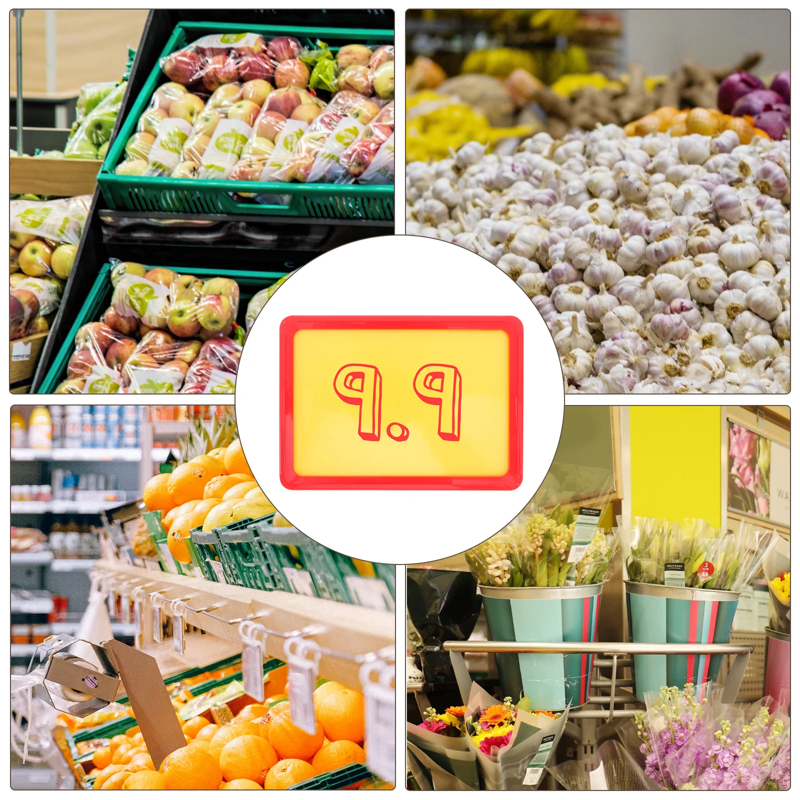 Cartellini dei prezzi da 2 pezzi Cartelli dei prezzi appesi cancellabili Tabelloni per la visualizzazione al dettaglio scrivibili per i prezzi del supermercato