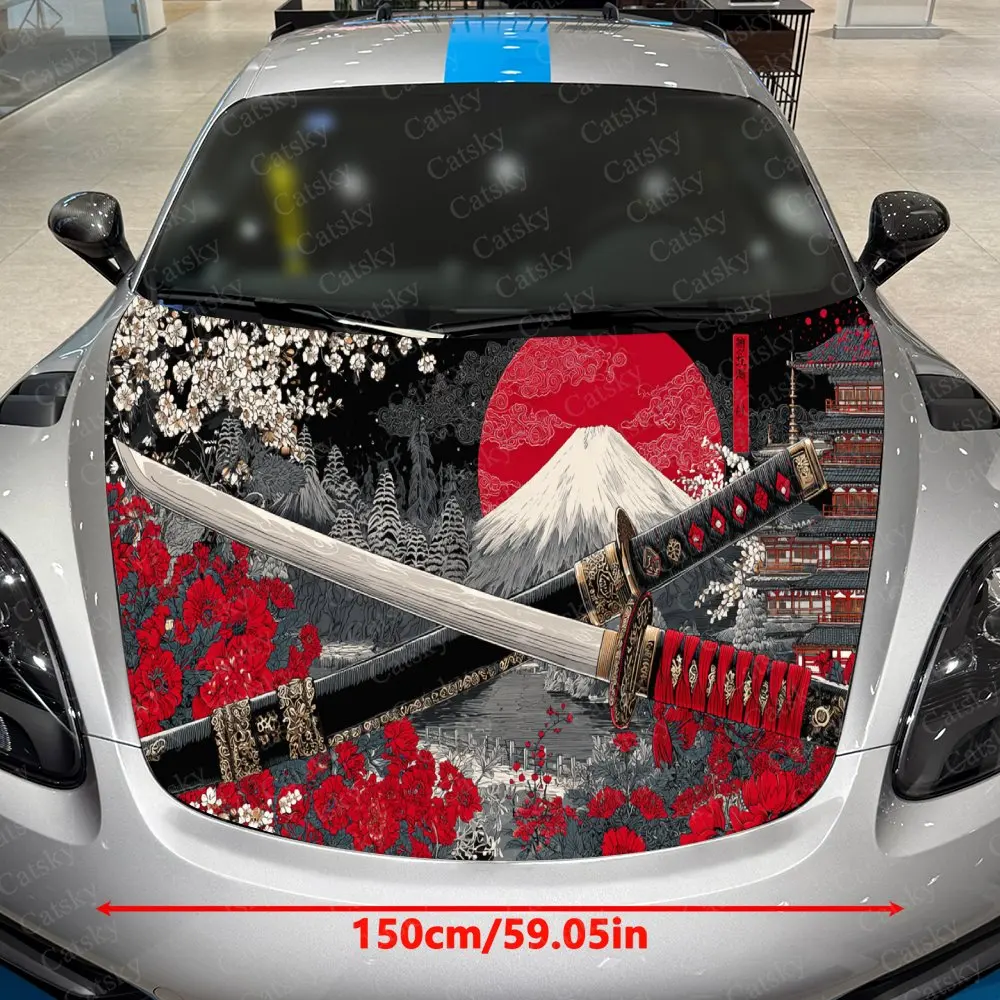 Blade with Fuji Car Vinyl Wrap, PVC Waterproof Car Hood Sticker, Self-Adhesive Scratch-Resistant Stickers