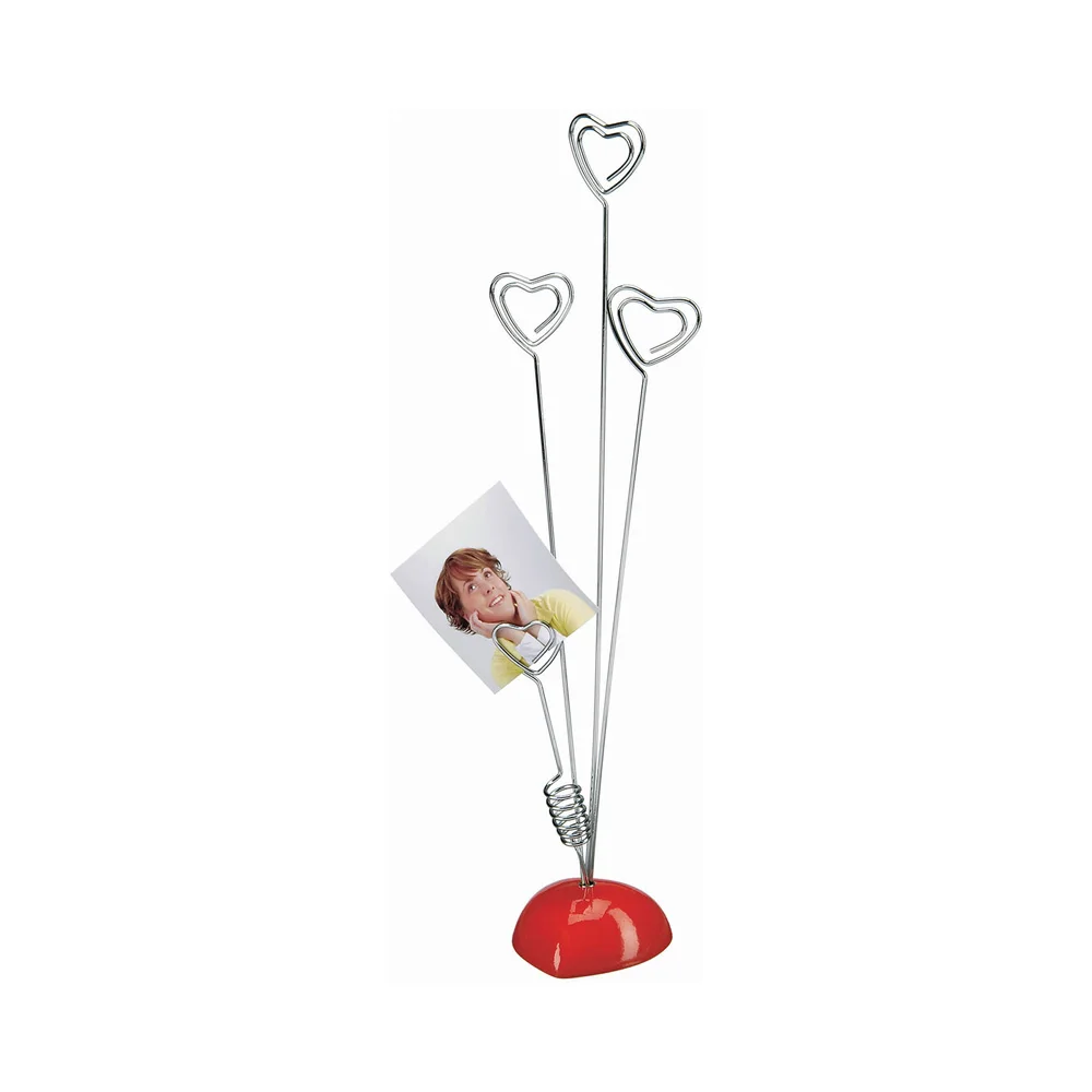 Red Heart Base 4 Heart Wire Photo Clip,Multi Message Memo Holder,Picture Clamp,Table Place Card Holder,Wedding Favo Decoration