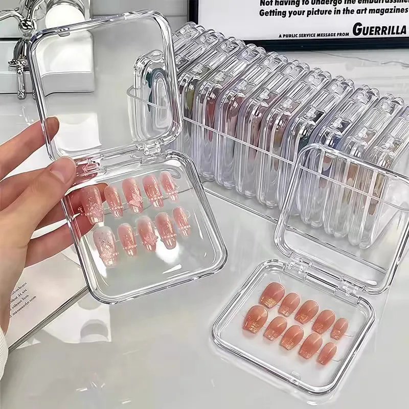

10pcs Press-On Nail Storage Acrylic Boxes Dustproof small transparent acrylic jewelry box Nail Boxes Storage Tool&Accessories