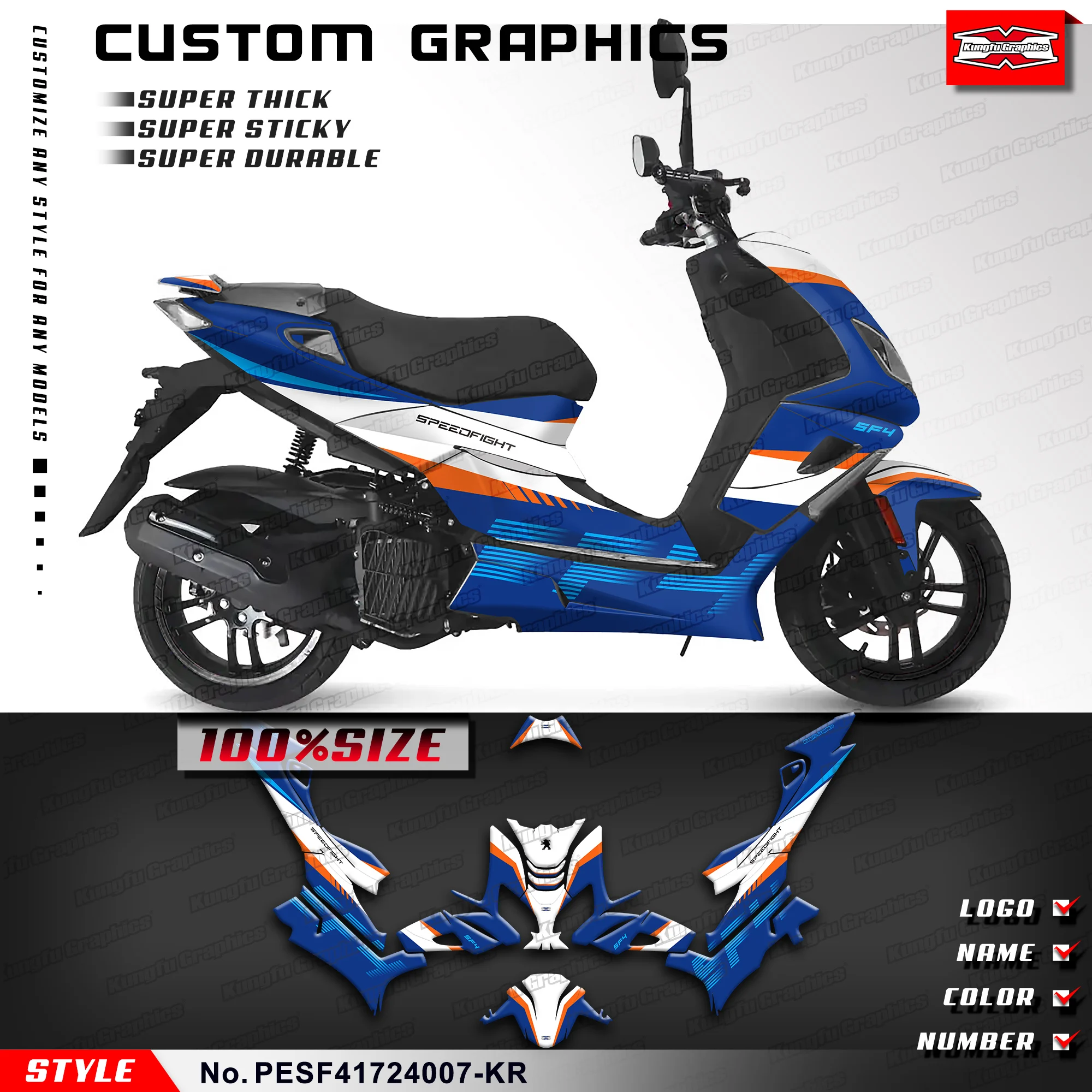 

Комплект графических наклеек KUNGFU GRAPHICS для Peugeot Speedfight 4/SF4-150 2017 2018 2019 2020 2021 2022 2023 2024, PESF41724007-KR