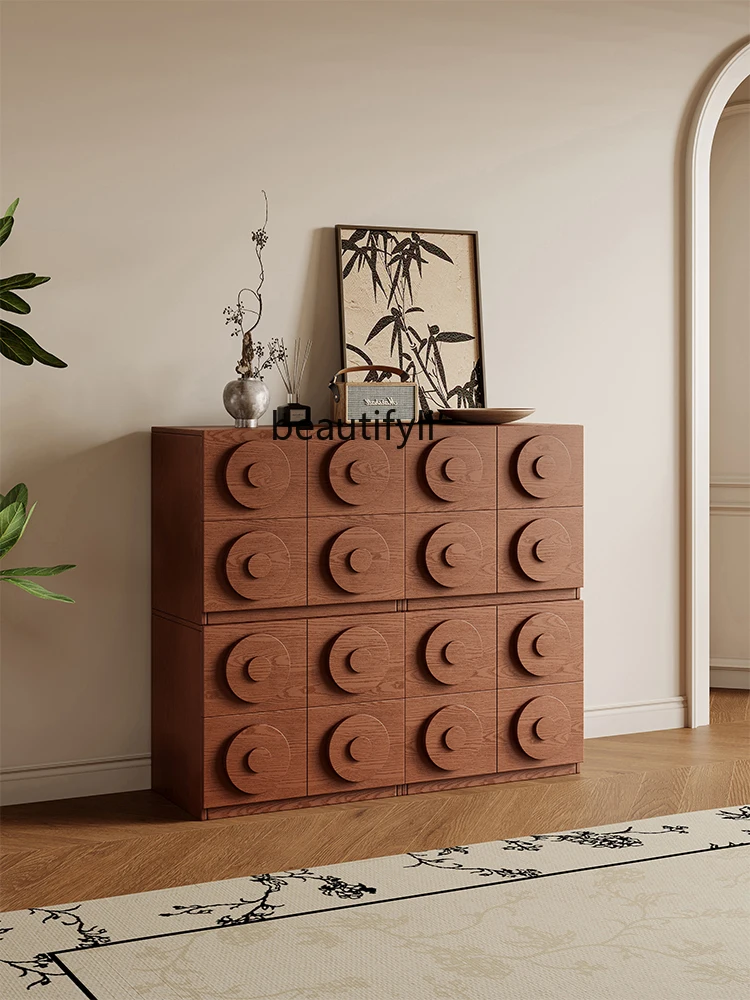 Fu Zhonggu Living Room Wall Storage Dining Side Chest of Drawers Solid Wood Bedside Home Bedroom Carmen Cabinet