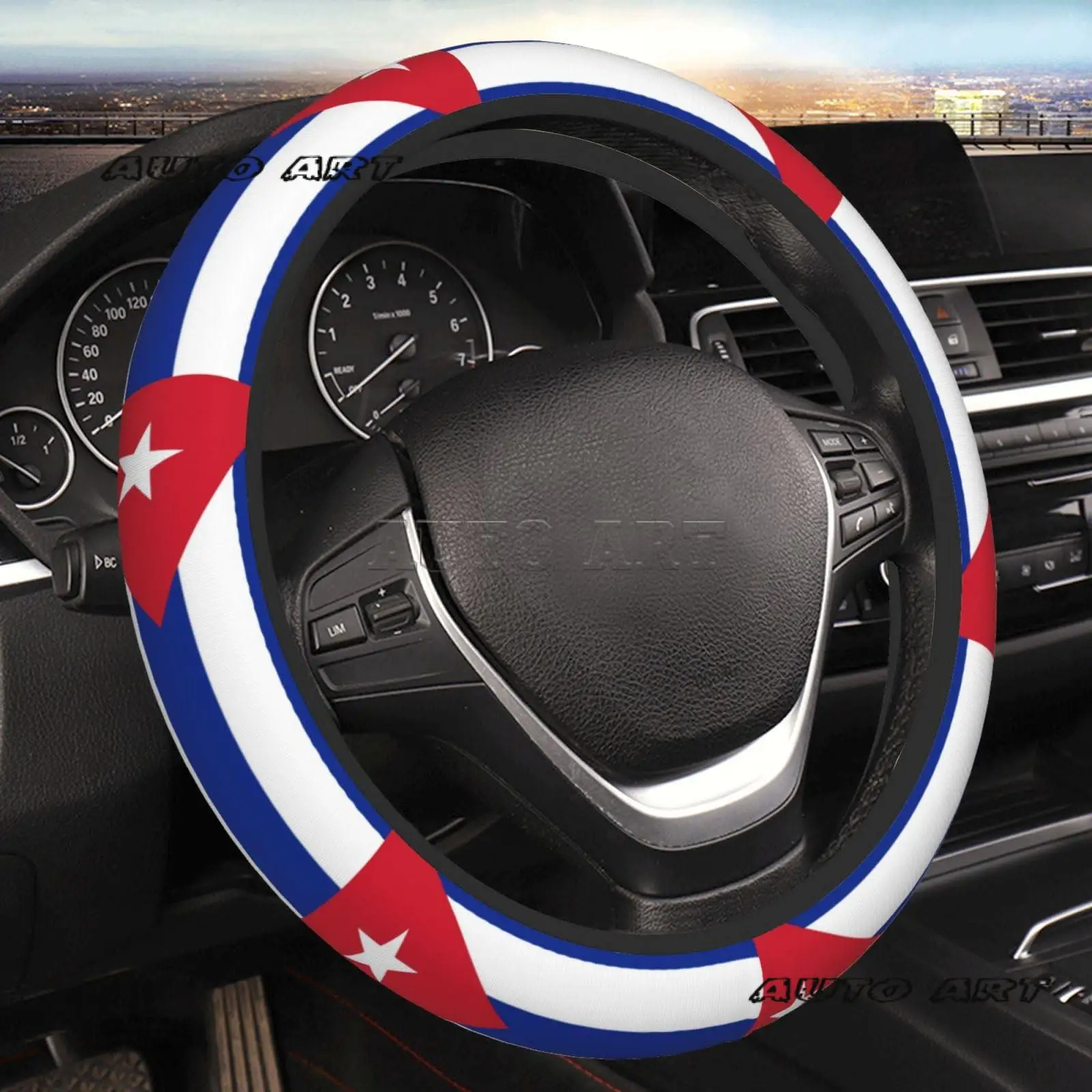 Cuban Flag Universal Steering Wheel Covers Cute Car Accessories for Women Girls Car Truck