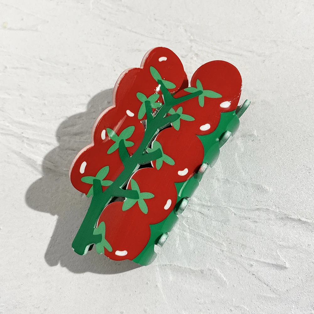 

Cute Acrylic Tomato Fruit Large Hair Clip Claw for Women New Transparent Geometric Hair Accessories