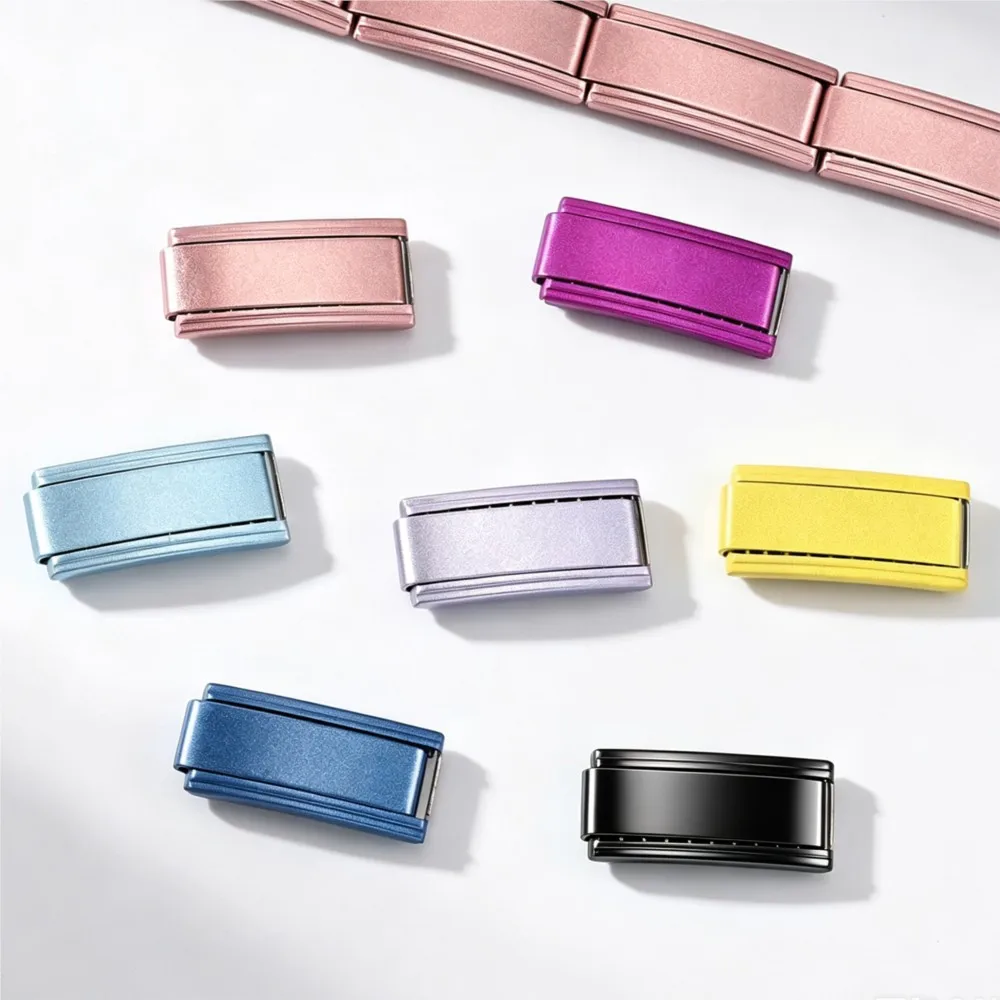 URING 9×20mm Solid Color Italian Charm Basic Matte Stainless Steel Link Bracelet Pink Plain Bead DIY Making Jewelry Women Men