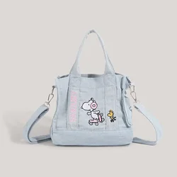 Snoopy women's new Japanese and Korean retro cute creative cartoon pattern simple denim portable shoulder crossbody canvas bag