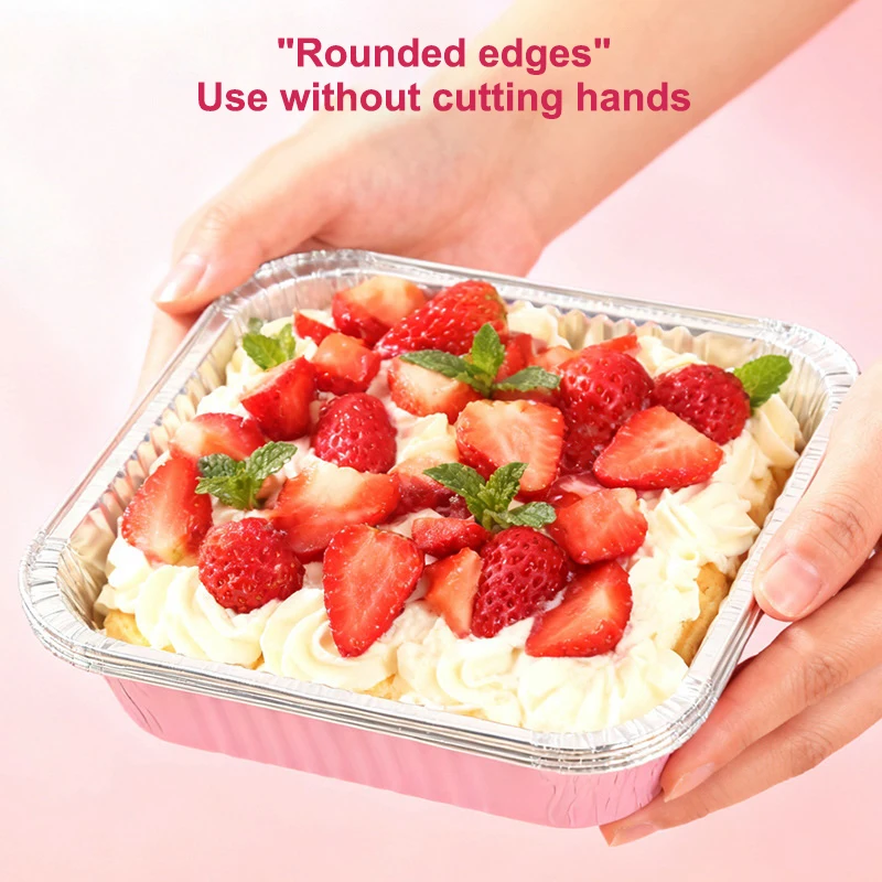 

{MX} 10 Set Cake Pans With Lids And Spoons Non-Stick Square Aluminum Foil Baking Pan Heat-Resistant Food Container For Air Fryer