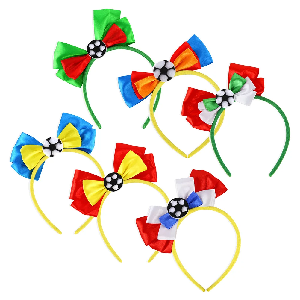 6 قطعة أغطية الرأس لكرة القدم مهرجان حفلة هيرباند الاحتفال رئيس الديكور مباراة كرة القدم المشجعين الملحقات الملونة #4