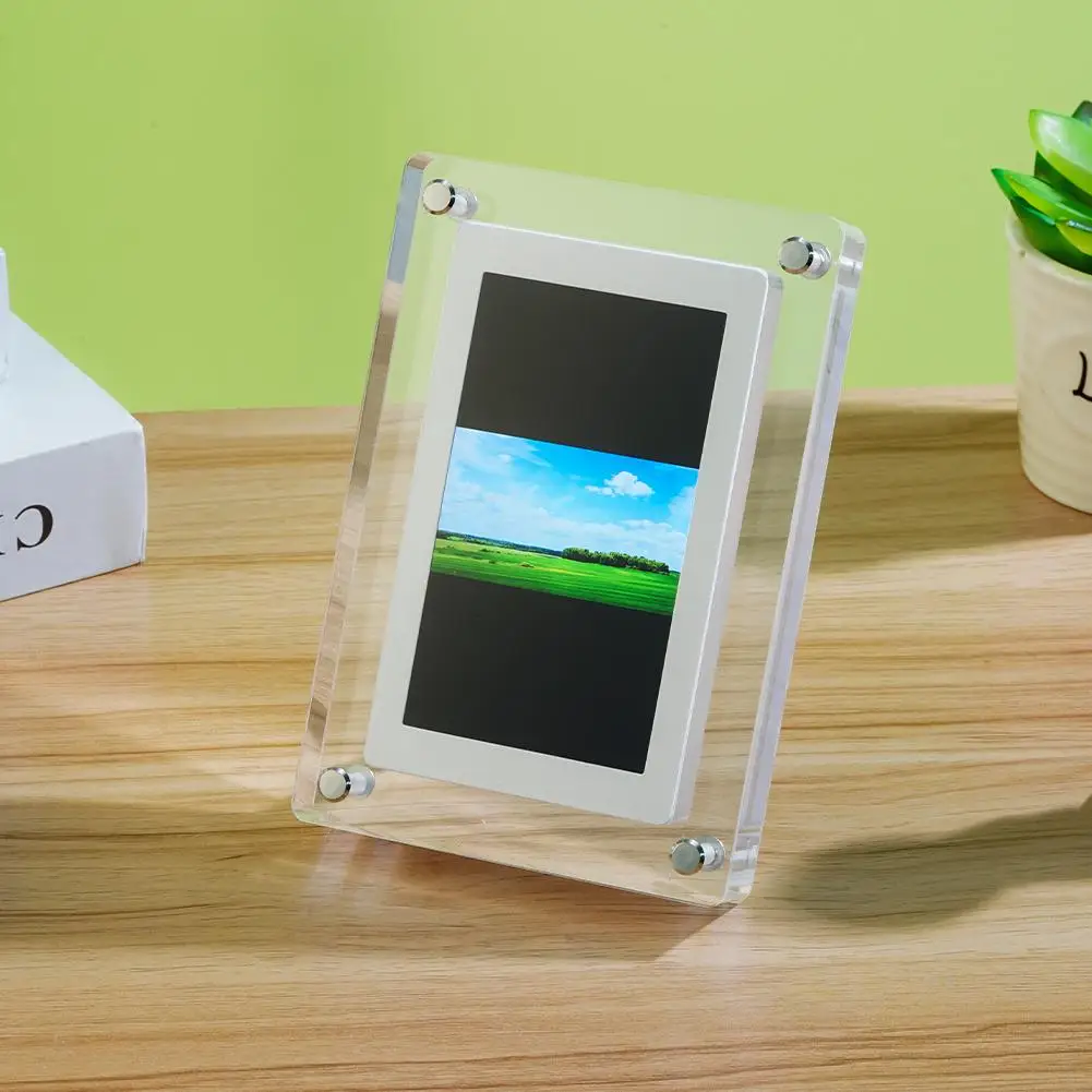 Digital Photo Frame Vídeo Picture Frame Player, Acrílico Video Player, Movimento Inteligente, Home Decor, 5 ", 4G Memória, 1080P Volume