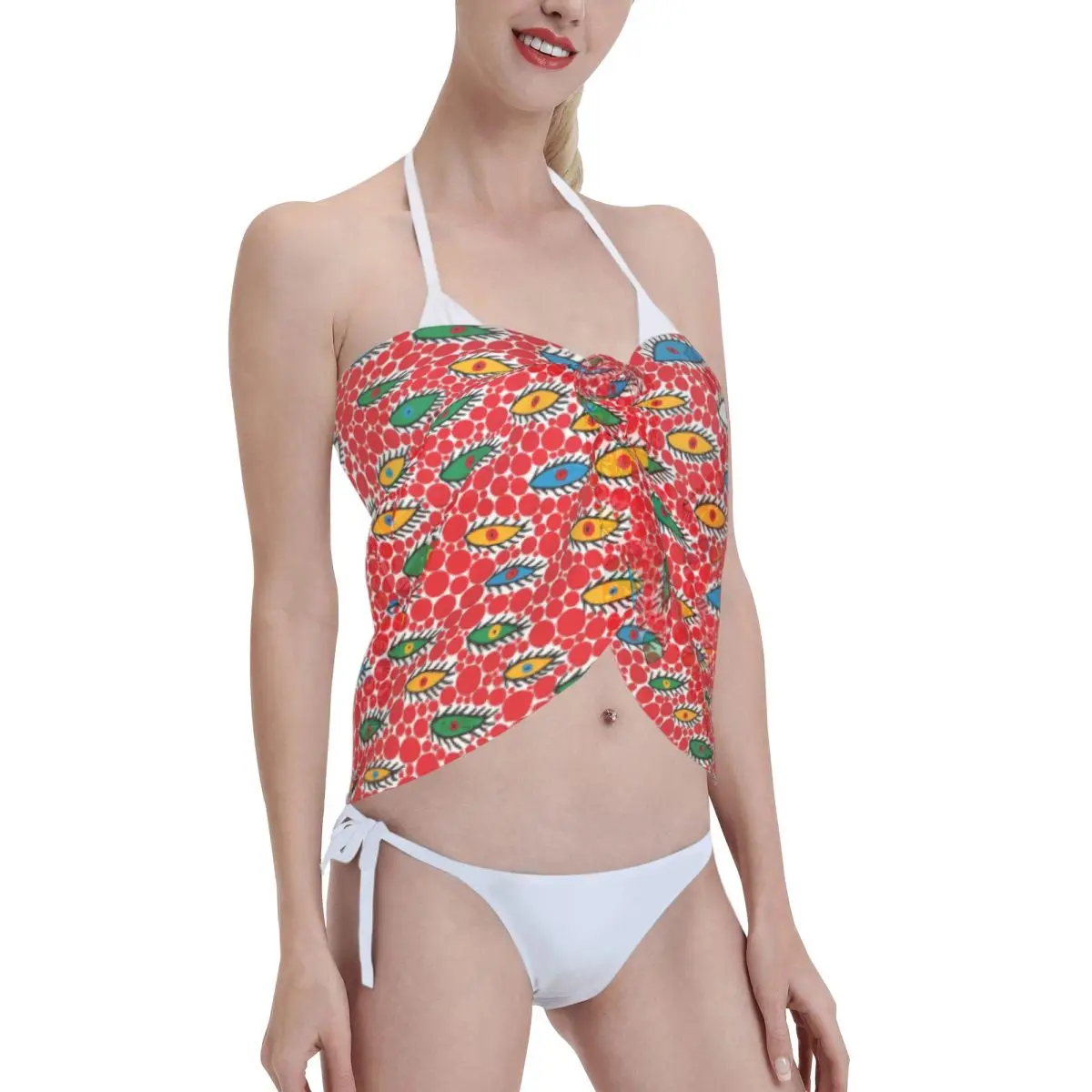 Personalizado yayoi kusama feminino curto sarongs praia envoltório praia bikini envoltório jardim de mulheres em florescer juventude sarongs maiô cobrir