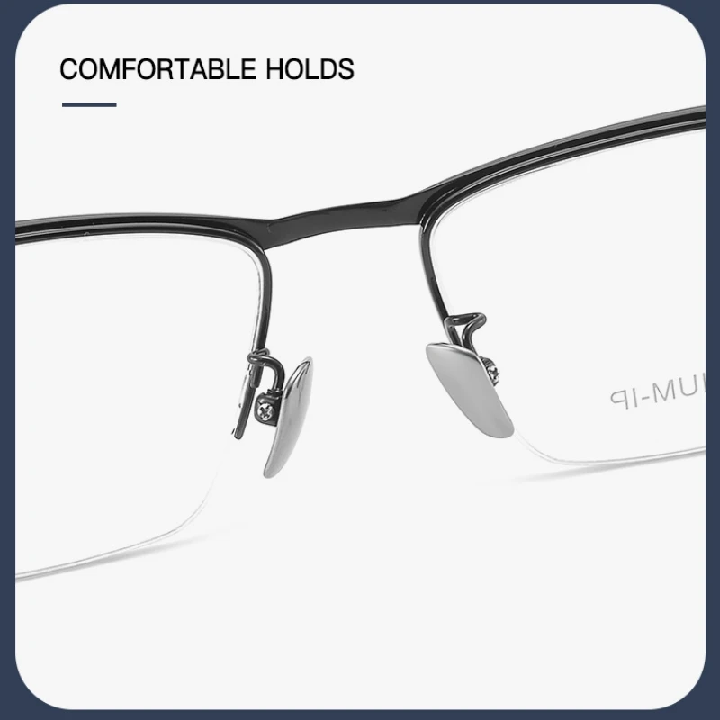 TFTB جودة عالية رجال الأعمال التيتانيوم النقي نصف إطار نظارات خفيفة للغاية مربع النظارات الطبية البصرية الإطار 8100