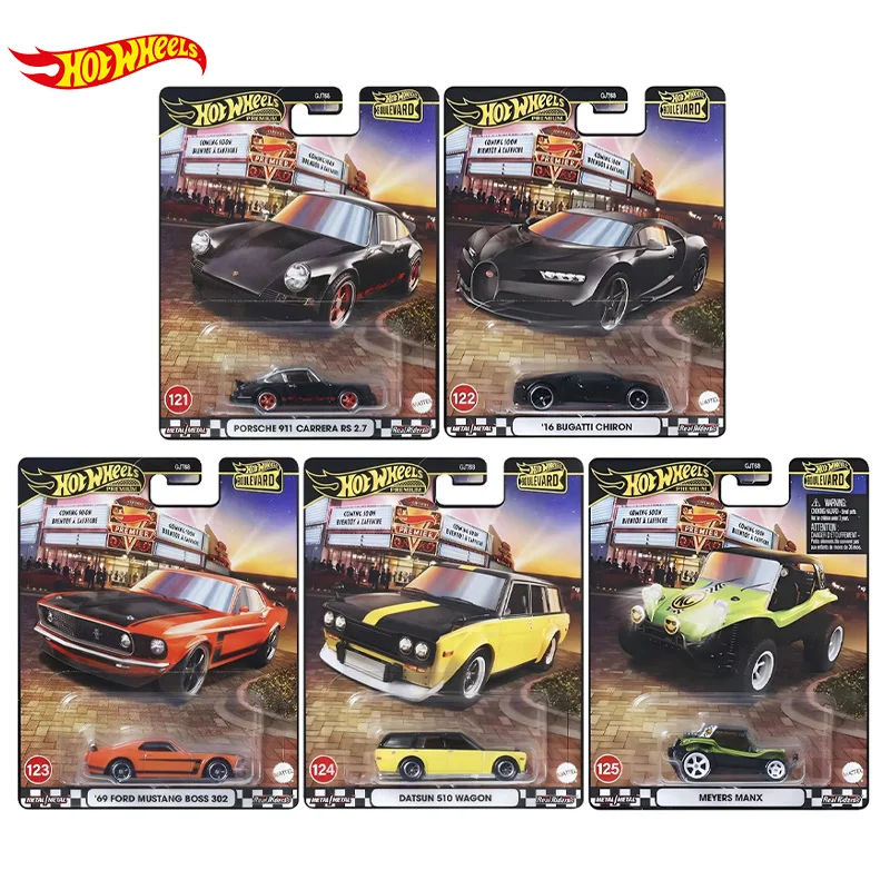 Presale Hot Wheels Cars Boulevard 2025 #121-125 Datsun 510 Wagon Porsche 911 Bugatti Chiron Ford 1/64 Diecast Car Toy GJT68