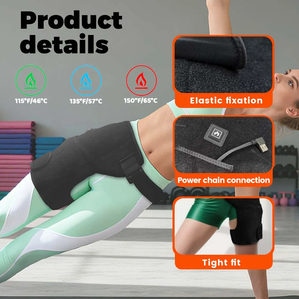 Hip Thigh Wrap for Home Gym LED Red Light 3 Heat Levels 105 Beads USB Powered Adjustable Comfort Belt for Legs Thighs Daily Use