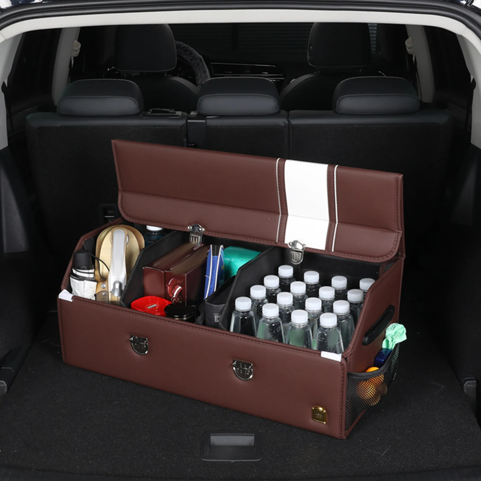Car Trunk Organizer Side Pockets Saving Space Leather Storage Box Large Capacity Multifunctional Folding Storage Bags Car Access