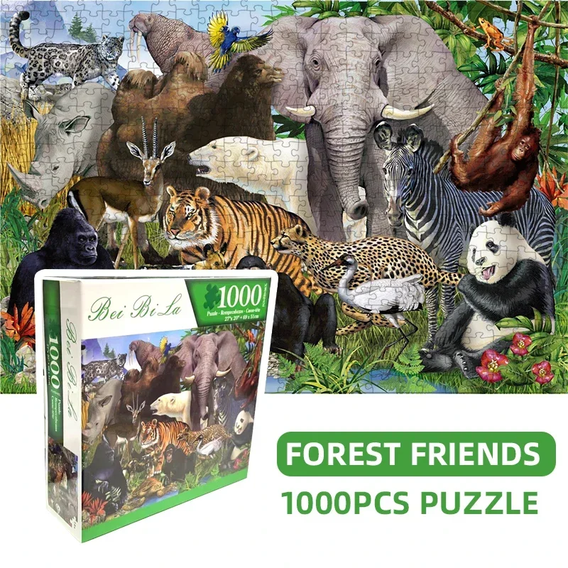 

69*51 см, 1000 шт., бумажные пазлы для взрослых, лесные друзья, пазлы для рисования, декоративные картины, различные стили