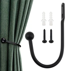 6.3 Inch Made Aluminum Alloy Black Wall Mounted Curtain Hook for Fabric Curtains Heavy Duty Hanging Hook