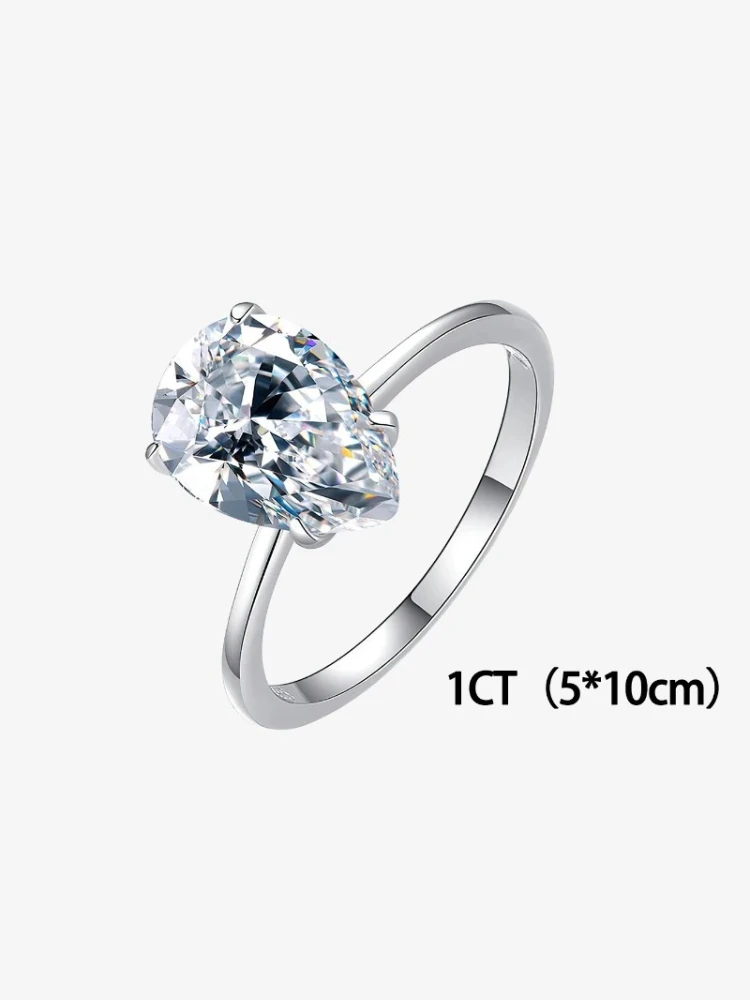Luxuriöser 1CT zertifizierter Moissanit-Diamant Luxus-Wassertropfen-Verlobungsring für Damen Hochzeits-Schmuck von hoher Qualität – Detail 5