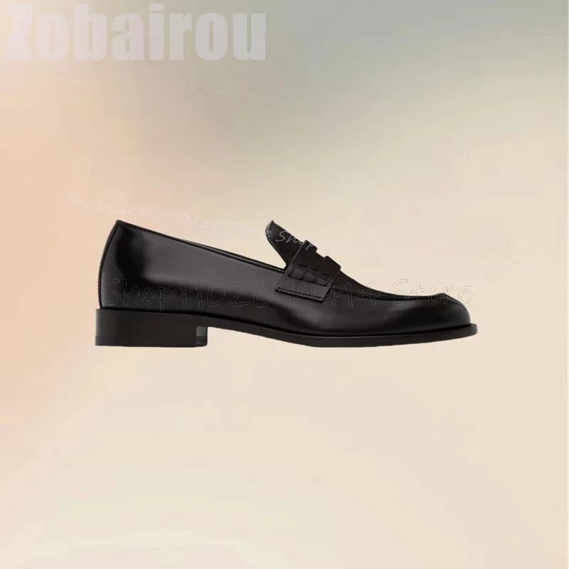 Zwart mat leer holle riem ontwerp loafers mode slip op heren schoenen luxe handgemaakte feestbanket kantoor heren casual schoenen