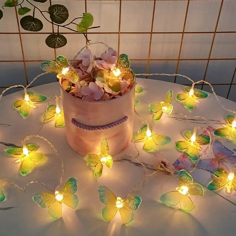 1M 3M LED Butterfly String Lights Battery Powered Fairy Lamp Room Garland Curtain Girls Xmas Brithday Wedding Party Home Decor