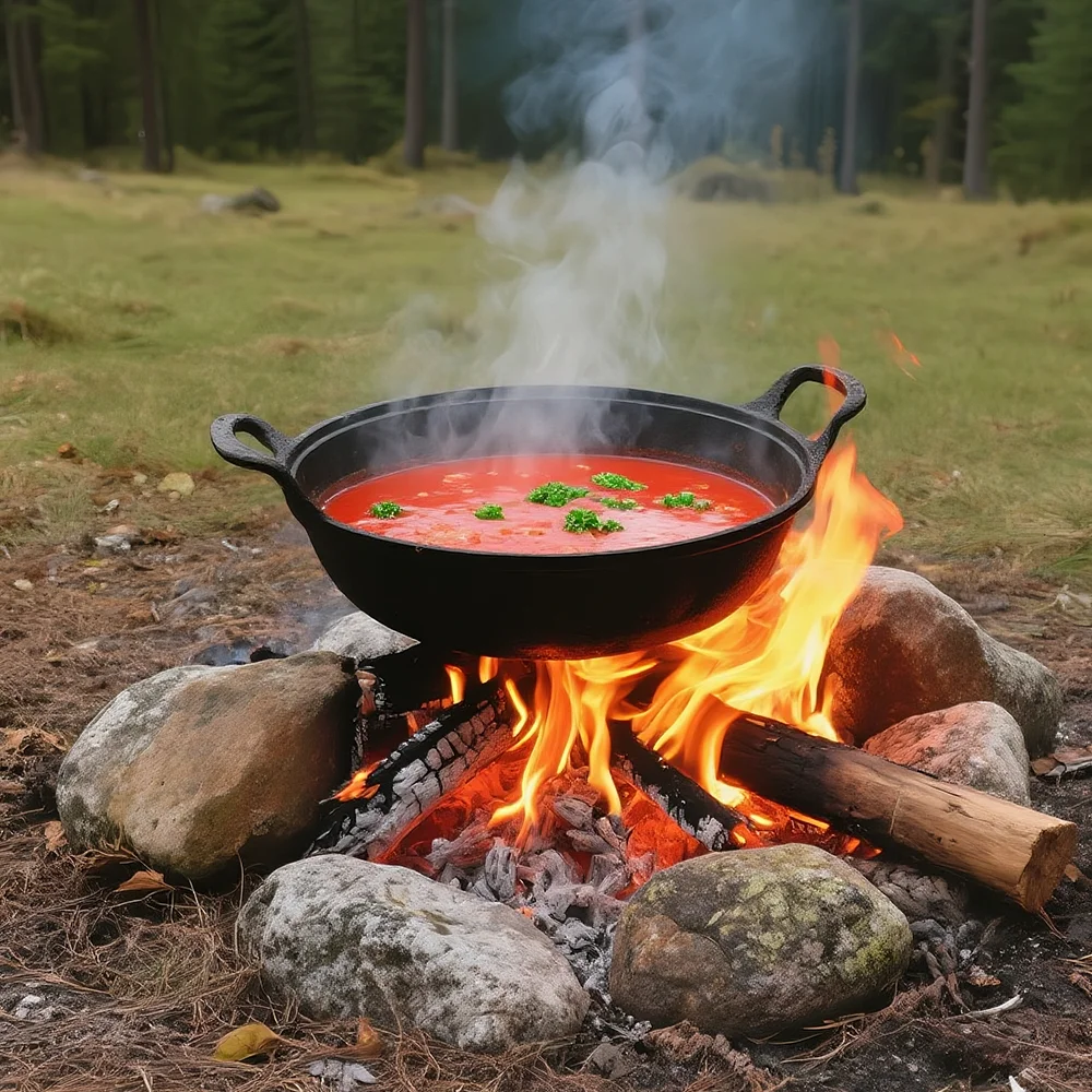 Cazuela poco profunda de hierro fundido, plato, sartén, olla para estofado, utensilios de cocina