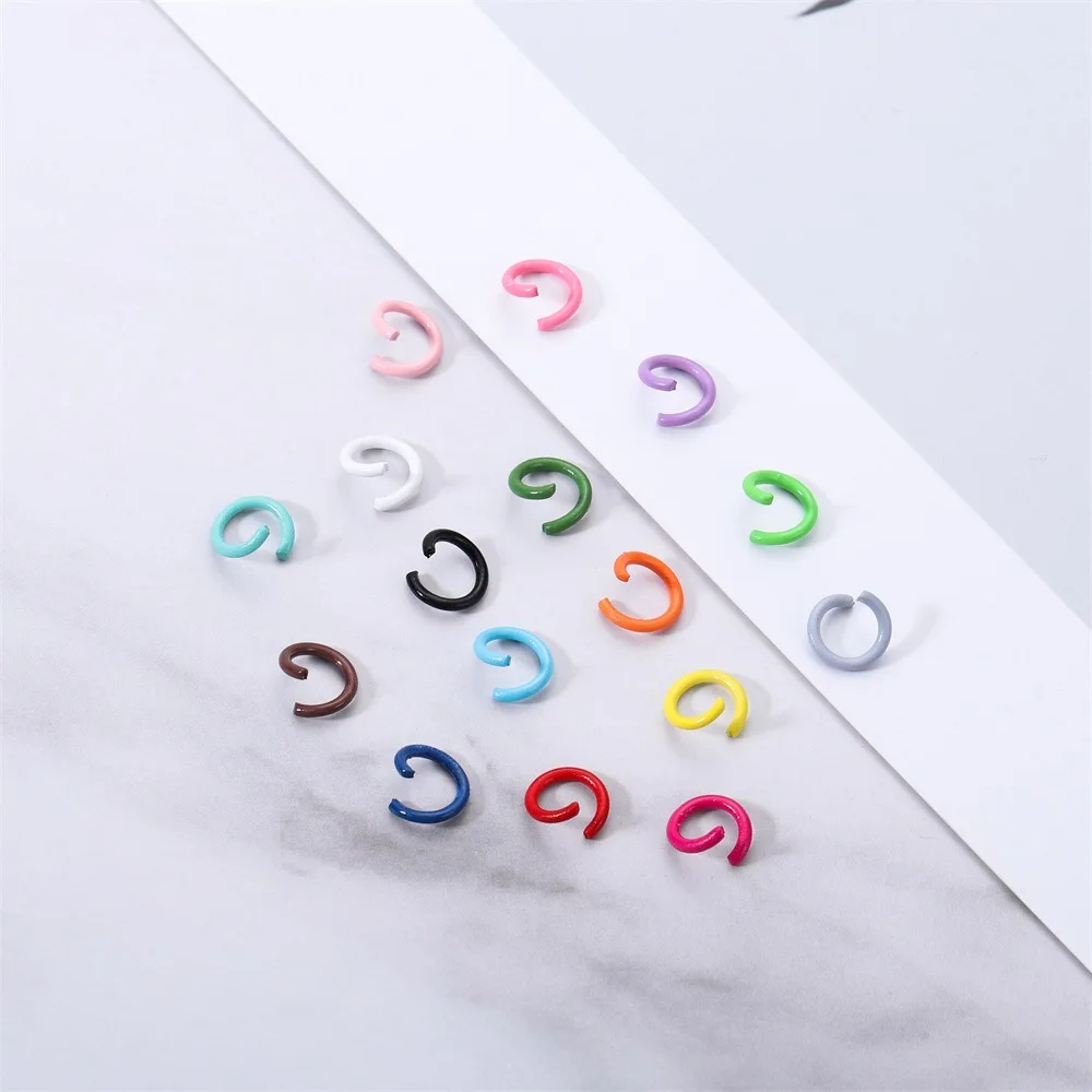 100Pcs New Metal Single Ring Paint Multicolor Open Ring Small Iron Ring Connection Ring C Ring Jewelry Accessories Wholesale