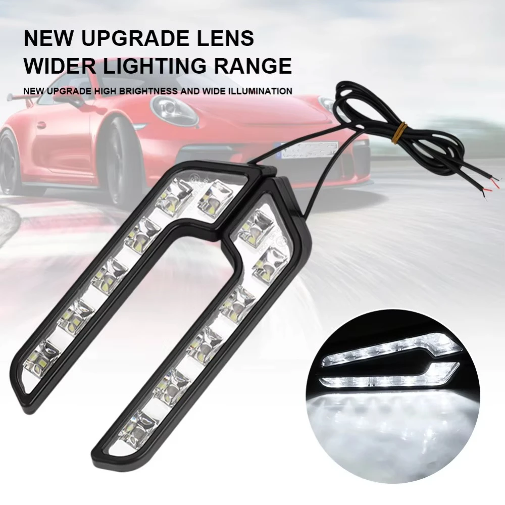 2pcs Quality 6LED Car Daytime Running Light 12V Super Bright Driving Fog Lights Universal L Shaped LED Driving Lights Cars