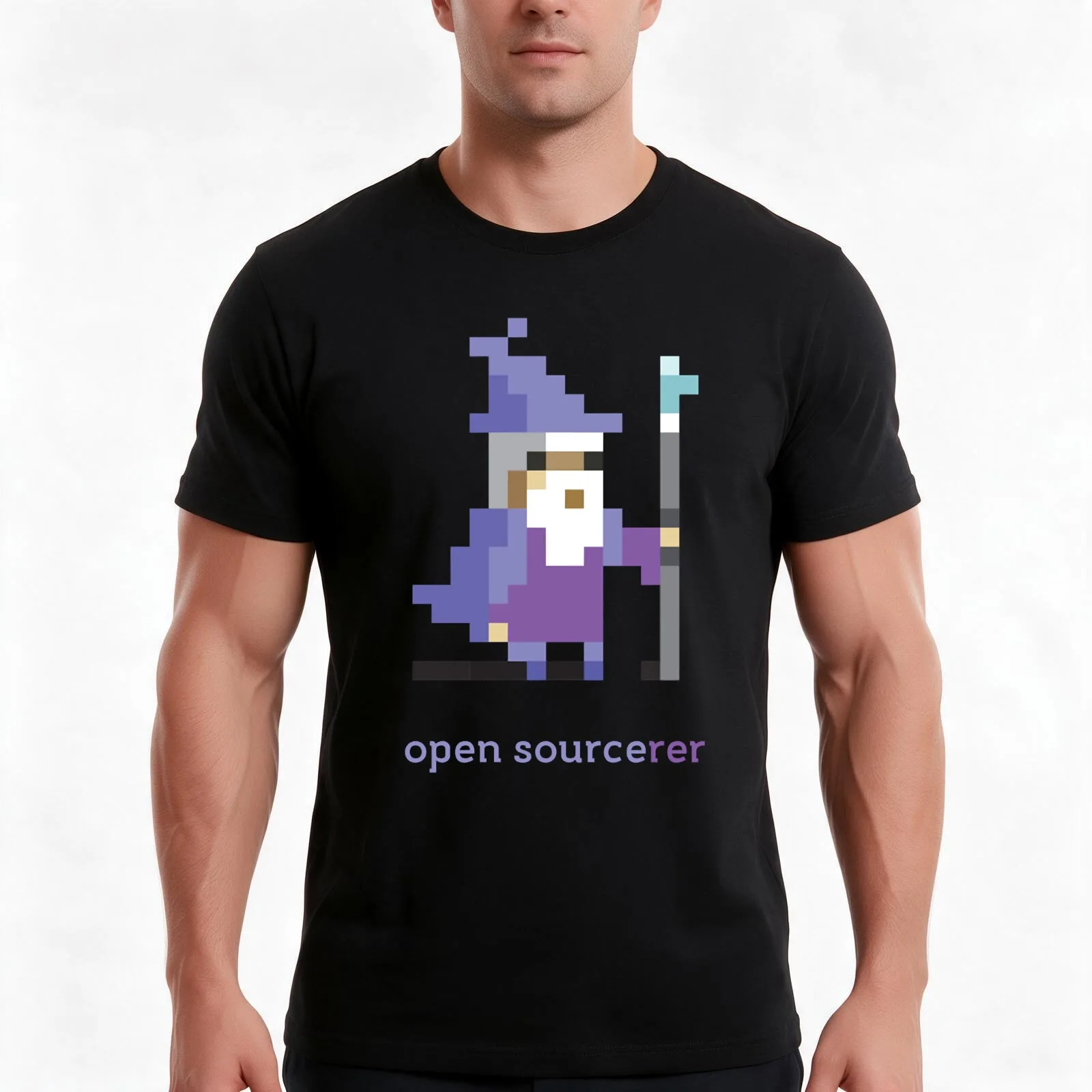 8-bit Open Source Sorcerer - Programming T-Shirt Summer Casual Cotton Tee Oversized Streetwear Tops Vintage Graphic Print
