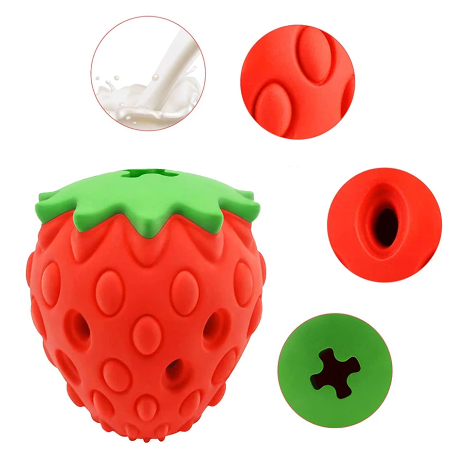 Juguete masticar perro fresa goma dispensador comida duradero ecológico