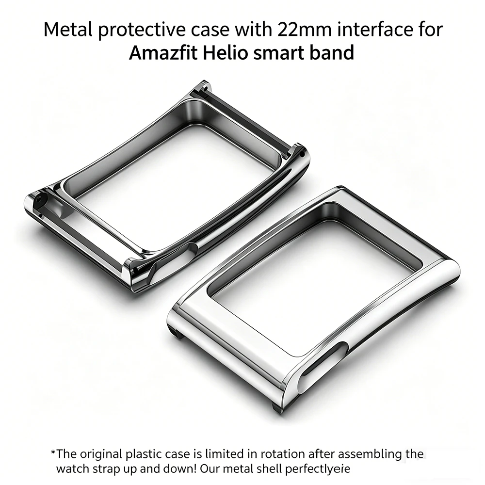 protective Case For Huami Amazfit Helio 22mm All-Around Zinc alloy Frame Bumper shell cover correa For Huami Amazfit Helio Case