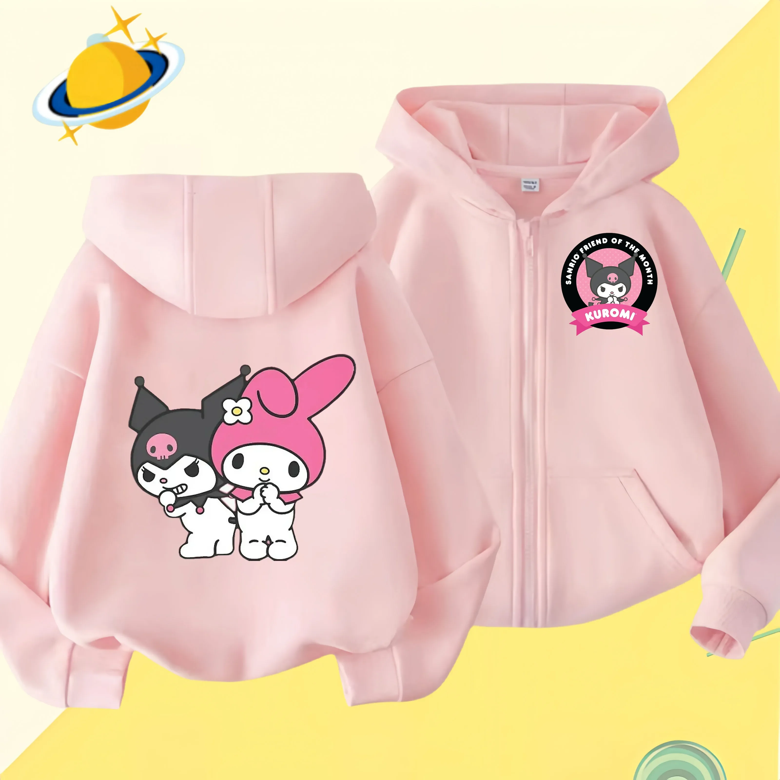 Kuromi Zipper Hoodies Girls Cinnamoroll Family Sweatshirt Autumn And Winter Long Sleeve Kuromi Harajuku Pullovers Casual Hooded