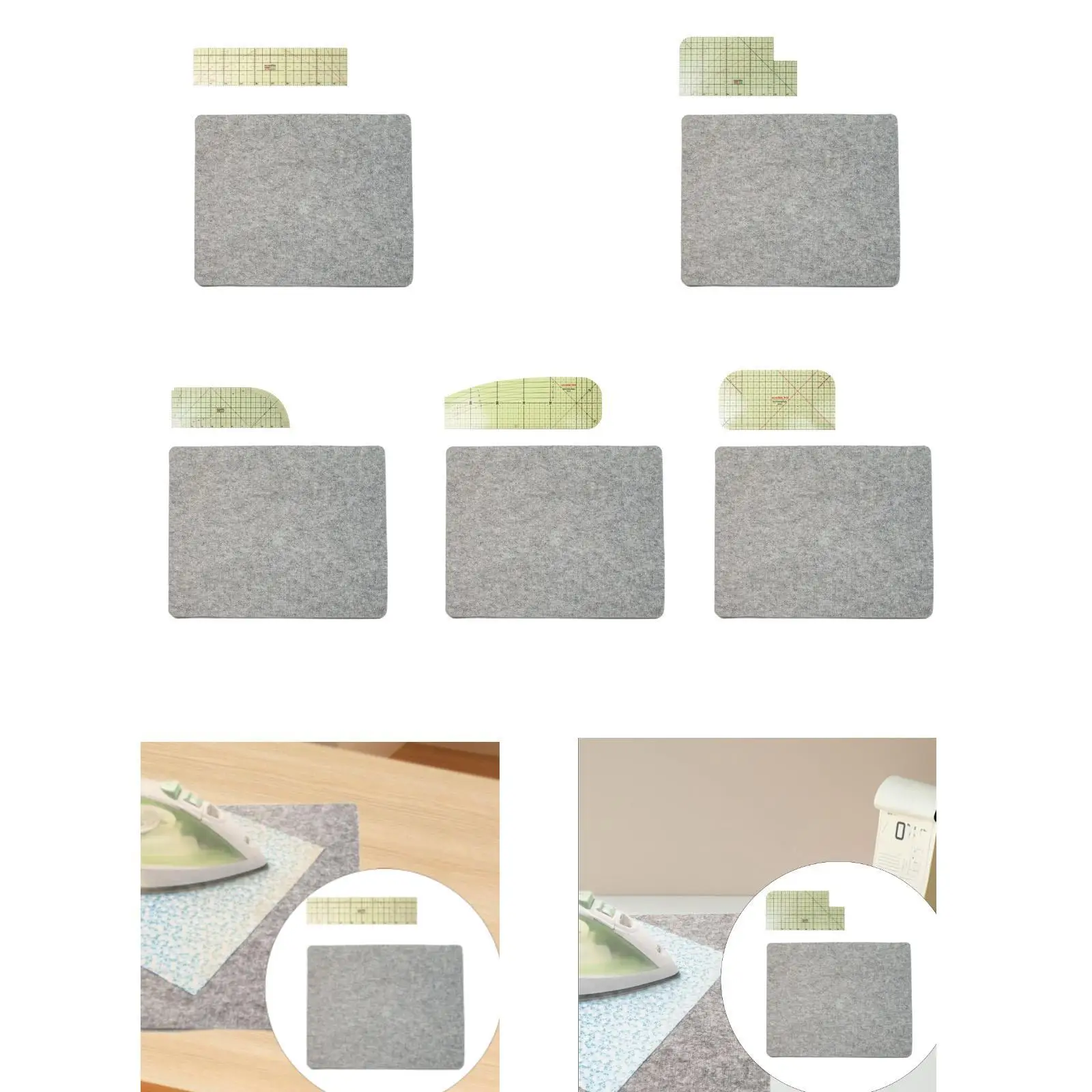 Felt Ironing Pad Hot Ironing Ruler Heat Resistant Countertop Ironing Mat for Embroidery DIY Crafts Cutting Quilting Projects