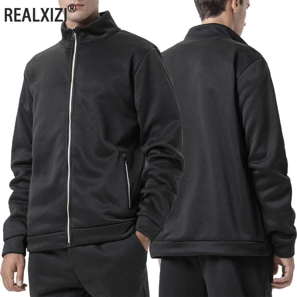 

Men's Casual Sweatshirt Jackets Full Zip Up Cardigan Stand Collar Jacket Autumn Winter Male Outdoor Windproof Warm Coat