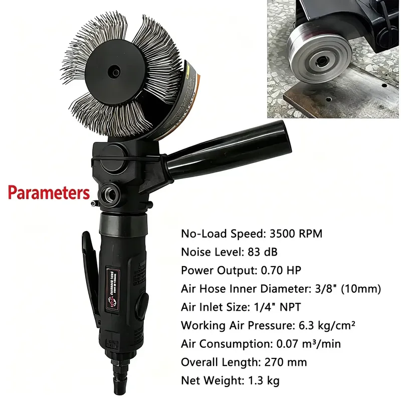 Pneumatic Brush Injector Kit, Pneumatic Rotary Tool, Rust Removal Surface Treatment 3500 RPM 0.7 HP 10PCS HSS Wire Brush